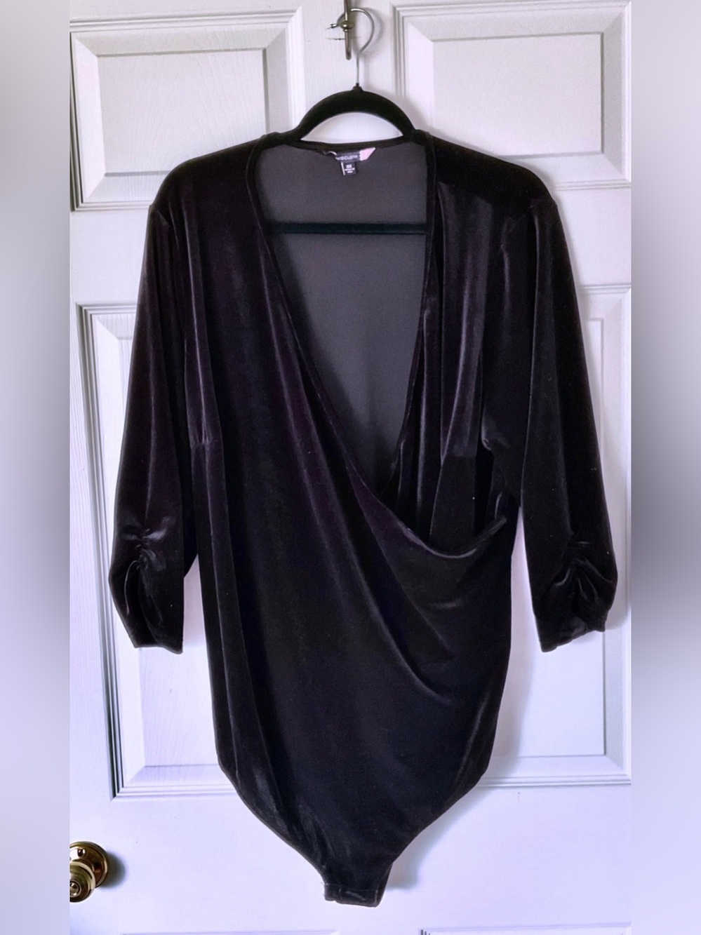 ModCloth Black Velvet Plunging Neck Bodysuit 3X NWOT Made in USA